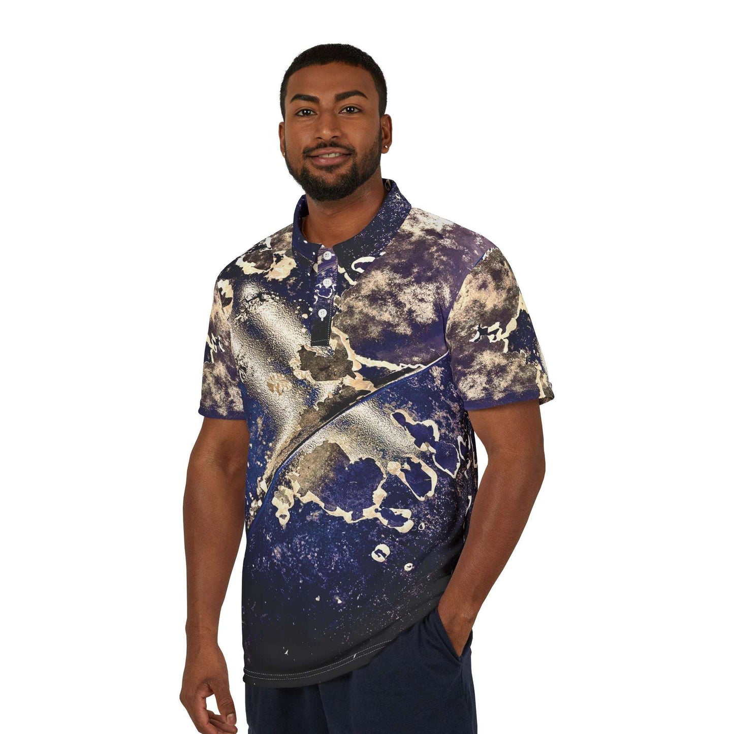 broken blue collared tee