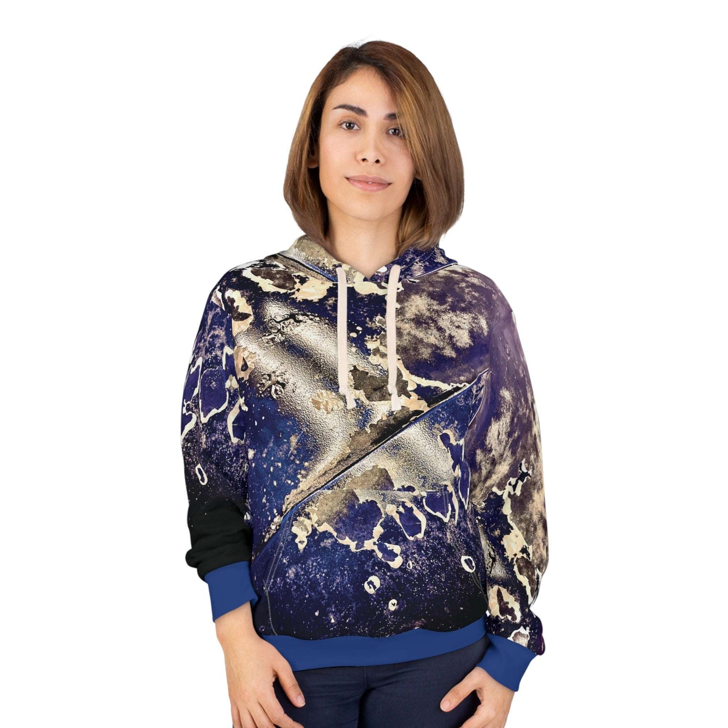 broken blue hoodie