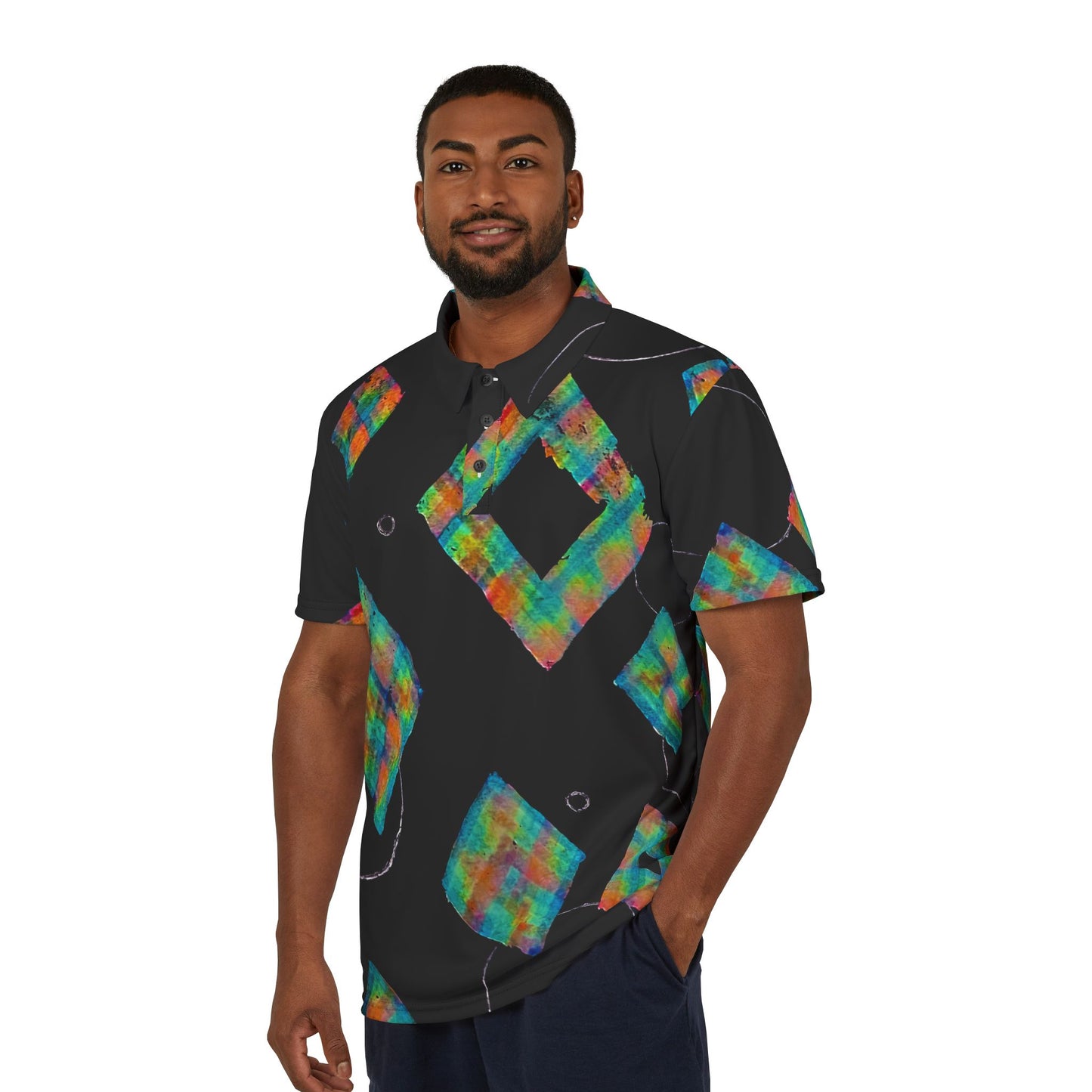 Geocolor collared tee