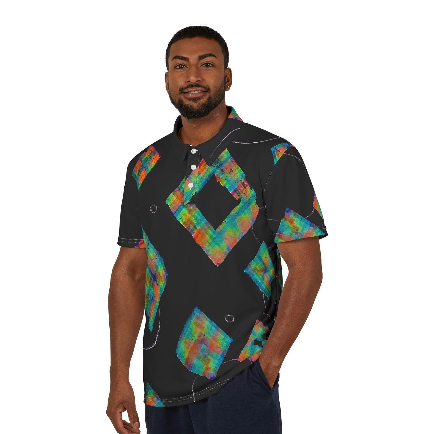 Geocolor collared tee