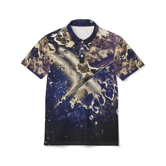 broken blue collared tee